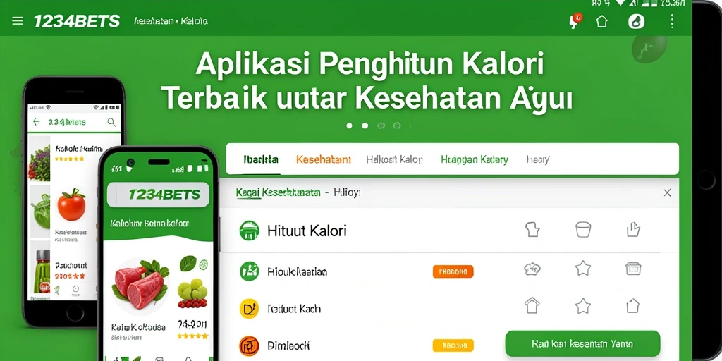 Antarmuka aplikasi 1234BETS yang sederhana dan fungsional untuk menghitung kalori.