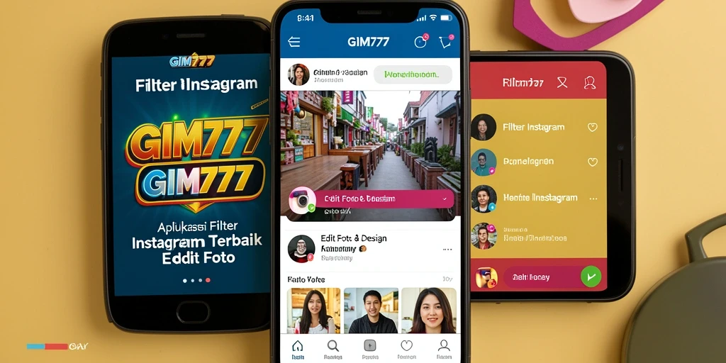 Tampilan antarmuka GIM777 dengan berbagai pilihan filter Instagram.