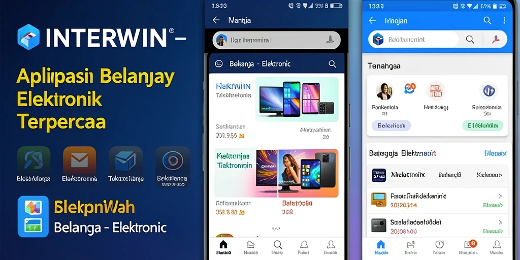 Screenshot antarmuka INTERWIN menampilkan kategori elektronik yang lengkap.