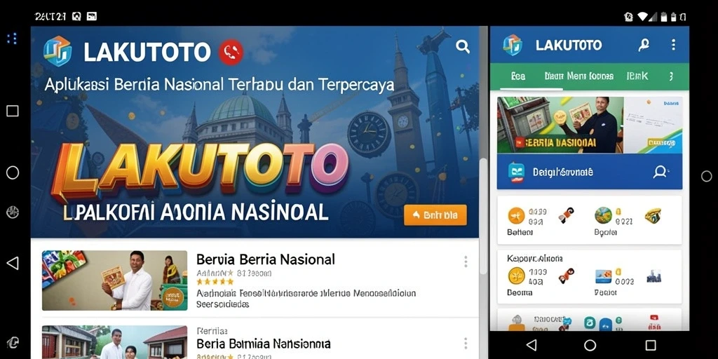 Antarmuka LAKUTOTO menampilkan berita nasional secara menarik.