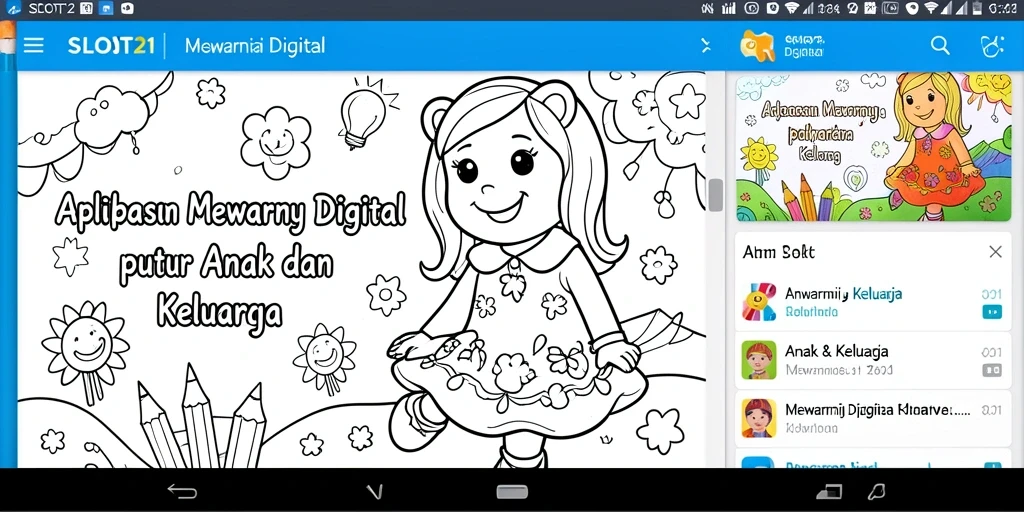Tampilan antarmuka aplikasi SLOT21 untuk mewarnai digital.