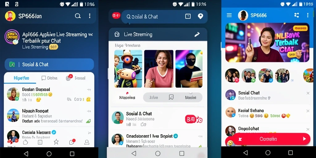 Antarmuka pengguna SP666 dengan fitur Live Streaming yang menarik.