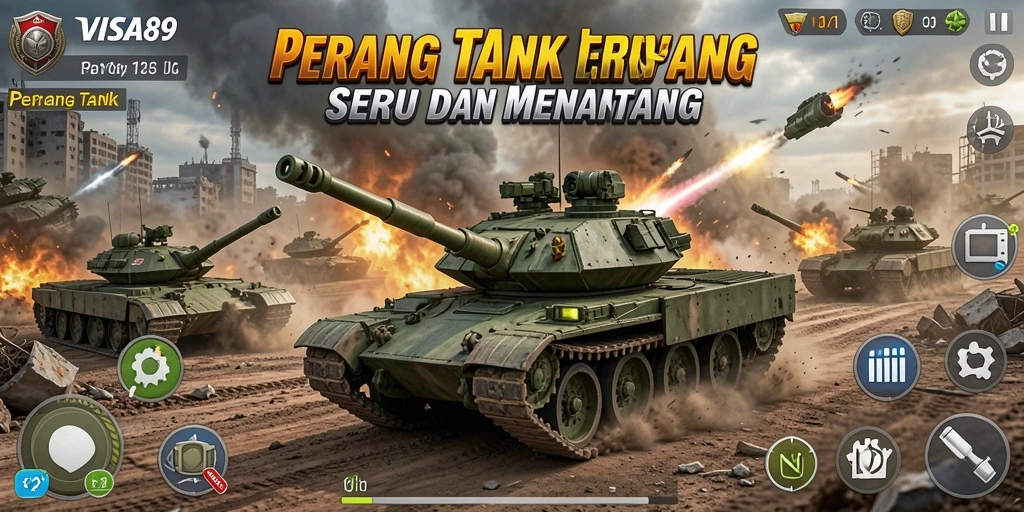 Antarmuka game Perang Tank yang menarik dan penuh aksi.